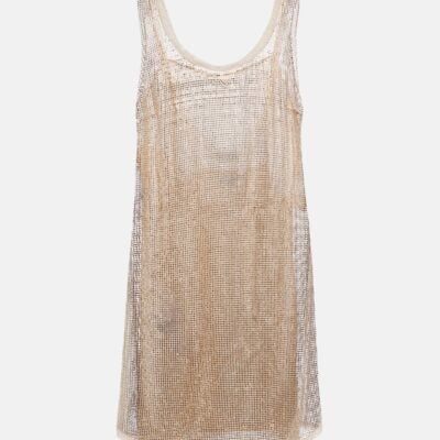 Prada Crystal-Embellished Mesh Minidress