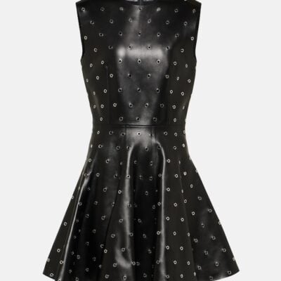 Alaïa Studded A-Line Leather Minidress