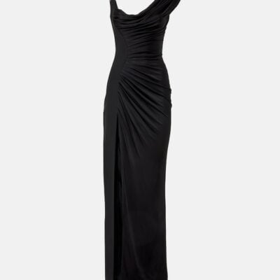 Versace Medusa '95 Draped Jersey And Crêpe Gown