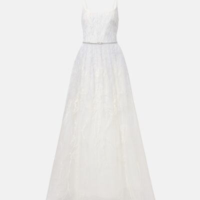 Elie Saab Embroidered Tulle Gown