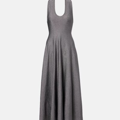 Khaite Melina Halterneck Lamé Maxi Dress