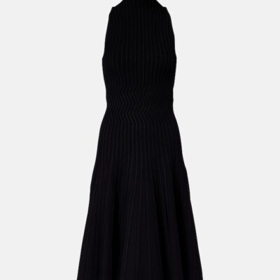 Alaïa Ribbed-Knit Turtleneck Midi Dress
