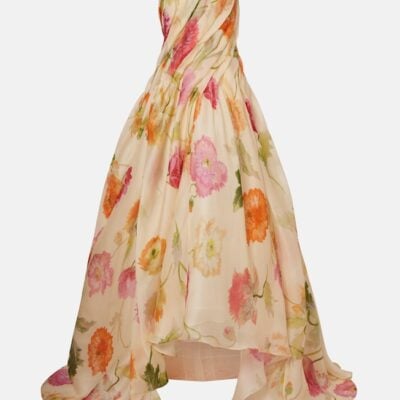 Carolina Herrera Floral Silk Crêpe Organza Bustier Gown