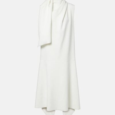 Khaite Loell Scarf-Detail Asymmetric Midi Dress