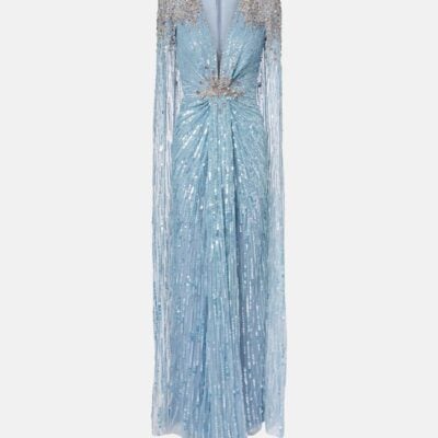 Jenny Packham Symphony Embellished Caped Gown