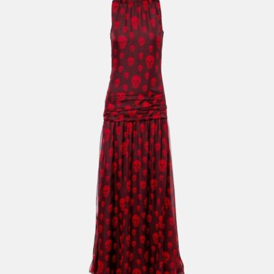 Mcqueen Skull Silk Maxi Dress