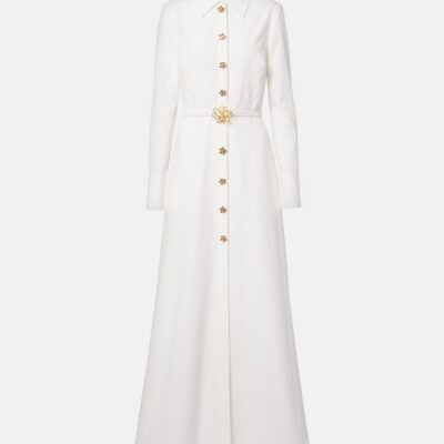 Oscar De La Renta Belted Cotton Poplin Shirt Dress