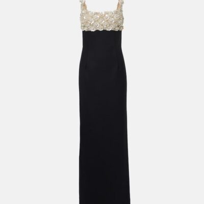 Oscar De La Renta Embroidered Bustier Gown