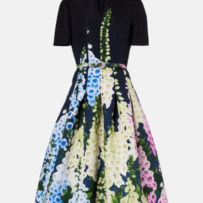 Oscar De La Renta Floral Midi Dress