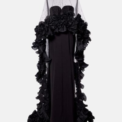 Jenny Packham Ruffled Caped Gown
