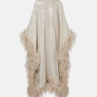 Taller Marmo Casta Diva Disco Feather-Trimmed Gown