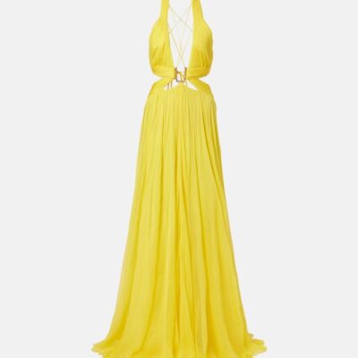 Roberto Cavalli Cutout Silk Chiffon Gown