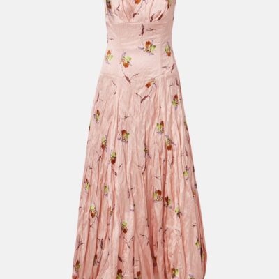 Emilia Wickstead Kaia Floral Satin Bustier Dress