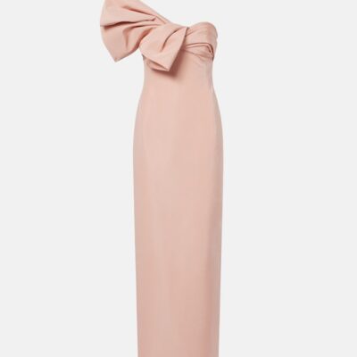 Oscar De La Renta Bow-Detail Draped Silk Faille Gown