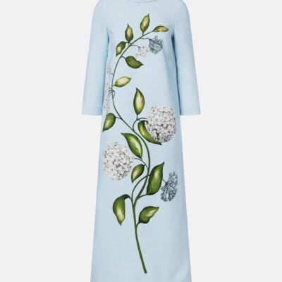 Oscar De La Renta Porcelain Flower Wool-Blend Kaftan