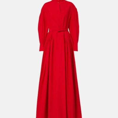 Ralph Lauren Collection Daley Belted Cotton-Blend Poplin Gown