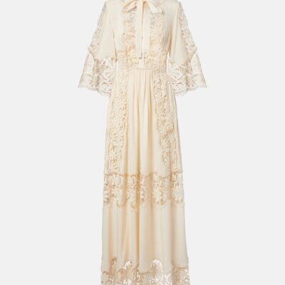 Elie Saab Georgette And Macramé Gown