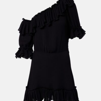 Saint Laurent Ruffled Silk Crepon Minidress