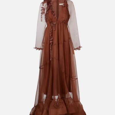 Zimmermann Como Floral-Appliqué Silk Maxi Dress