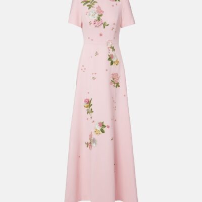 Carolina Herrera Floral Embroidered Crêpe Gown