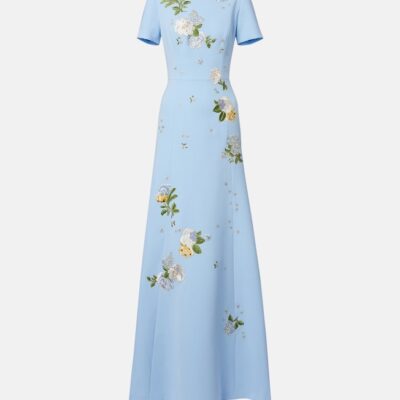 Carolina Herrera Floral Embroidered Gown