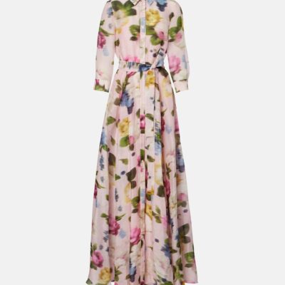 Carolina Herrera Floral Linen And Silk Gown