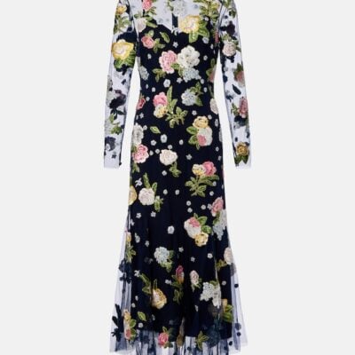 Carolina Herrera Embroidered Cocktail Dress
