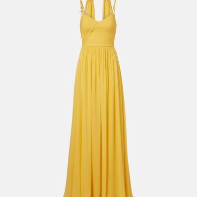 Elie Saab Embellished Scarf-Detail Silk Gown