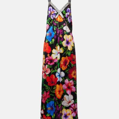 Dolce&Gabbana Floral Lace-Trimmed Silk-Blend Maxi Dress