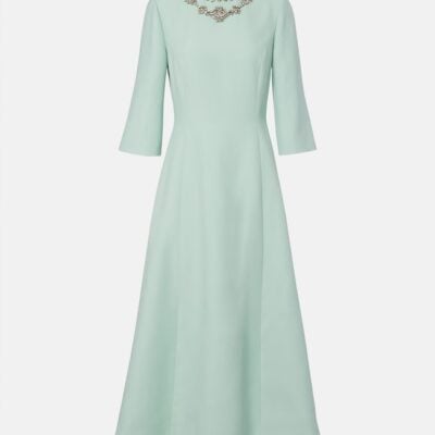 Valentino Crepe Couture Embellished Midi Dress