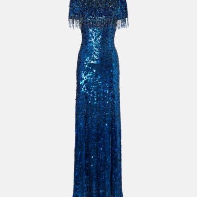Jenny Packham Embellished Fringed Gown