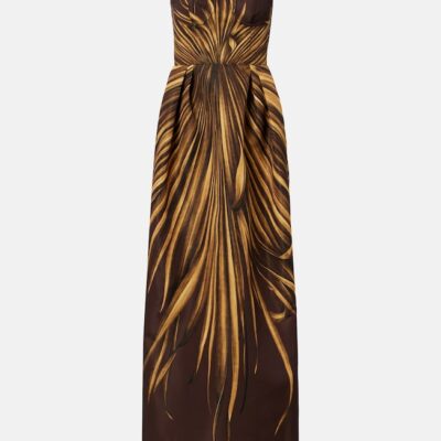 Oscar De La Renta Printed Bustier Gown