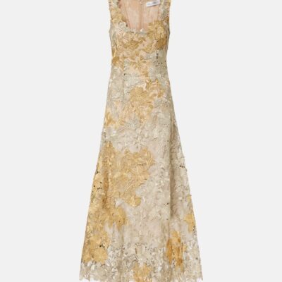 Oscar De La Renta Guipure Lace Cocktail Dress