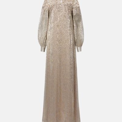 Oscar De La Renta Embellished Silk-Blend Gown
