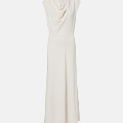 Brunello Cucinelli Draped Wool-Blend Maxi Dress