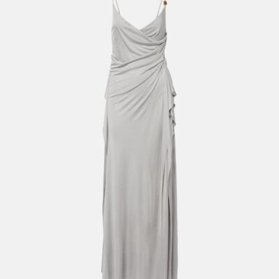 Versace Medusa Draped Jersey Cocktail Dress