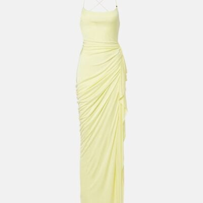 Versace Medusa Draped Jersey Gown