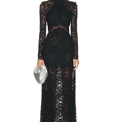 RABANNE Long Sleeve Lace Maxi Dress