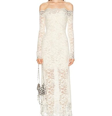 RABANNE Studded Off Shoulder Maxi Dress