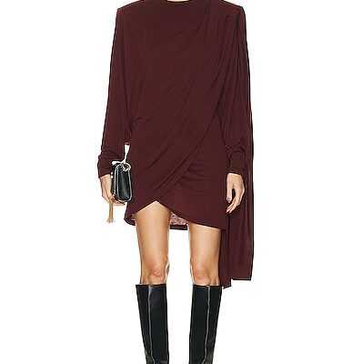 Saint Laurent Long Sleeve Draped Dress