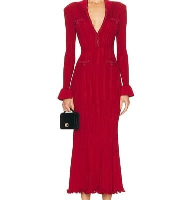 self-portrait Pearl Trim Midi Dress