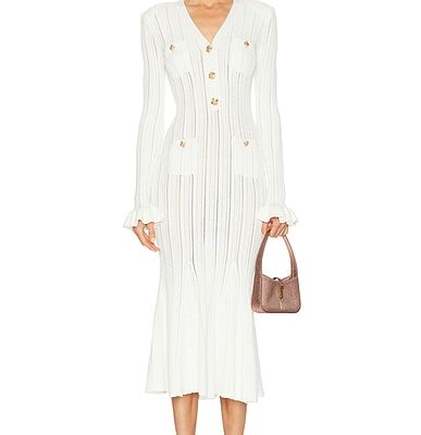 self-portrait Pointelle Knit Midi Dress