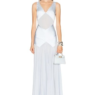 self-portrait Satin Jersey Maxi Dress