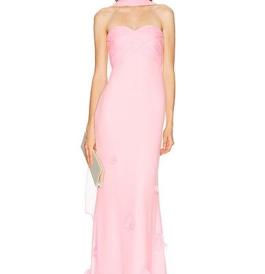 self-portrait Georgette Scarf Maxi Dress