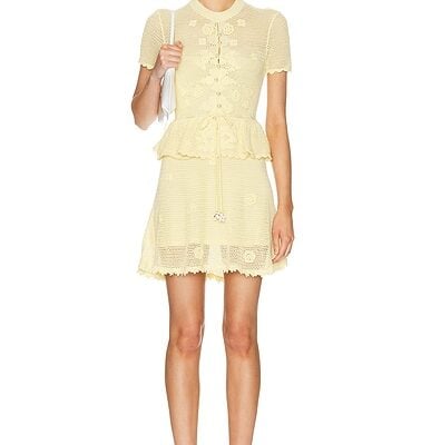self-portrait Floral Crochet Mini Dress