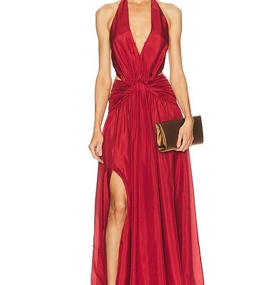 Zimmermann Indra Plunge Halter Maxi Dress