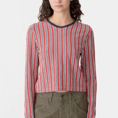 Bassike Vertical Stripe Long Sleeve T-Shirt