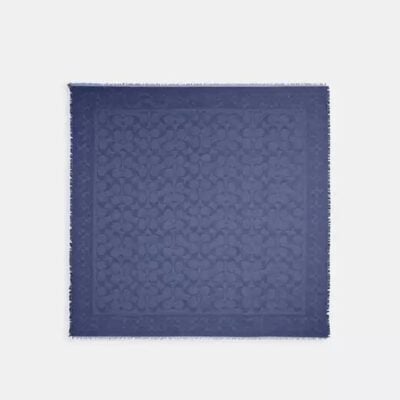 Coach Women's Signature Oversized Square Scarf in True Navy | Cotton Modal Blend