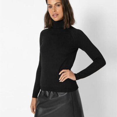 Forcast Clarisse Turtleneck Sweater — Black