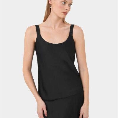 Forcast Kalena Satin Cami Top — Black